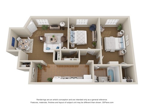 Floor plan for 2 beds, 1 bath, 1100 sqft